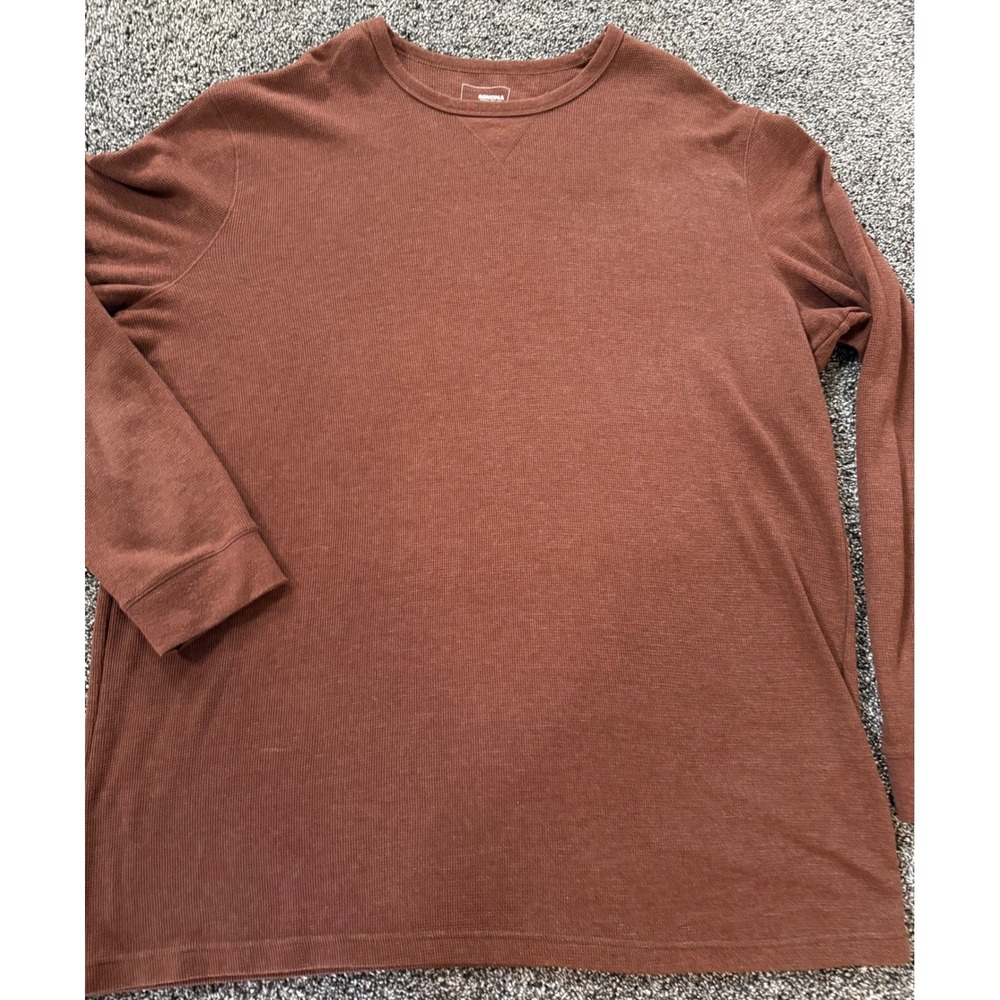 Sonoma Mens 3XL Tall Brown Waffle Knit Thermal Long Sleeve Shirt Crew Neck Clay